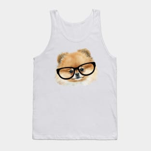 Cute  pomeranian dog with eye glasses Tank Top